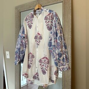 Alix Of Bohemia White Long Sleeve Paisley Dress NWT Size Medium